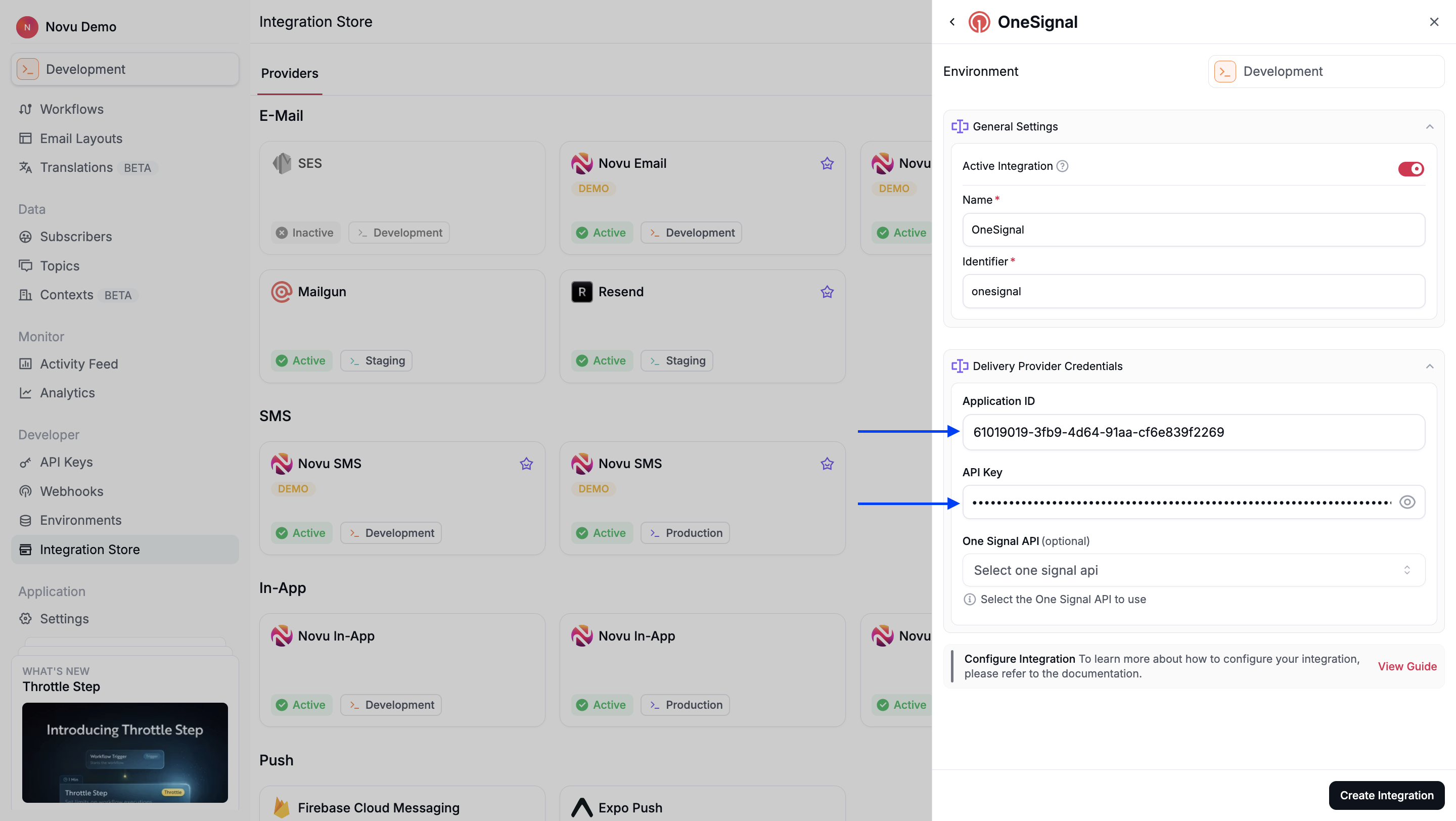 Onesignal Integration in Novu