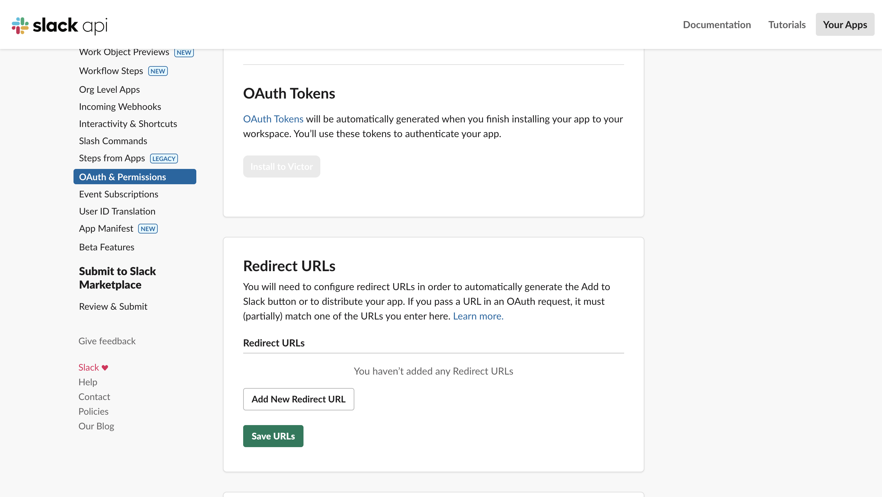 Add New Redirect URL